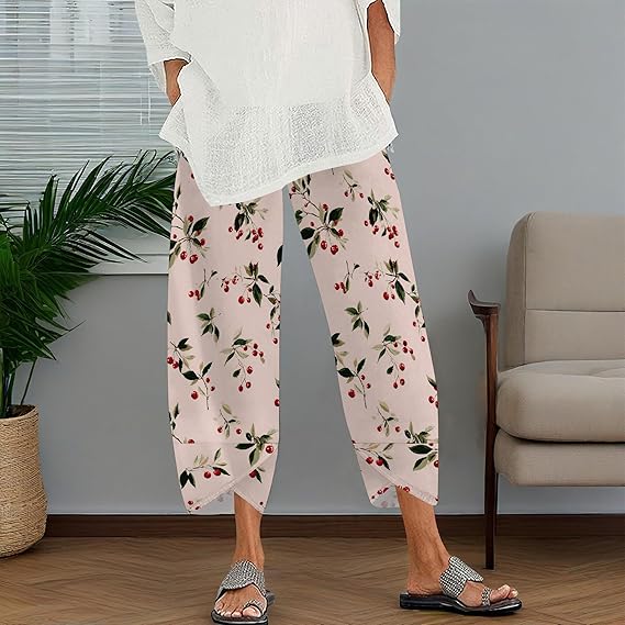Palazzo Pants for Women Beach Work Walking Casual Active Comfy Exercise Elastic Waist Yoga Trousers with Pockets