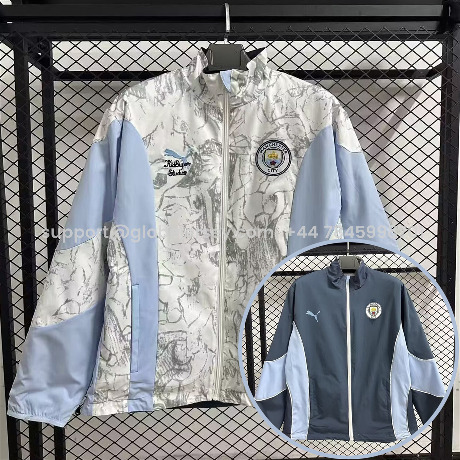 Manchester City 25-26 Double Sided Reversible Windbreaker - Deep Blue & White