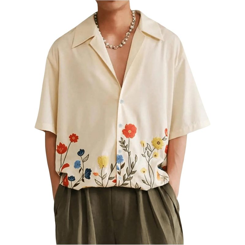 Men's Floral Button Down Shirts Short Sleeve
