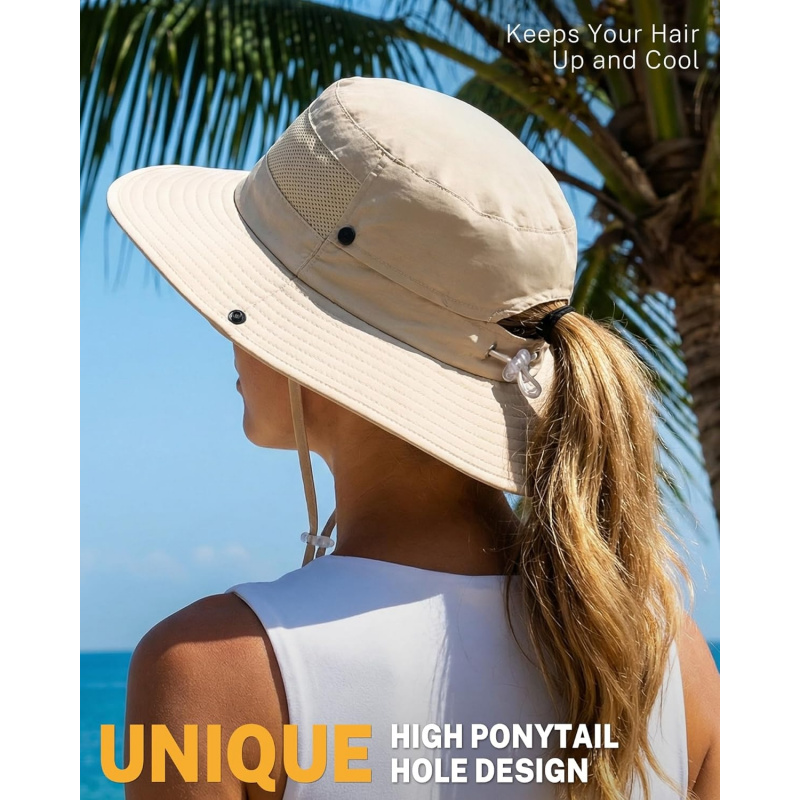 Women's Sun Hat with Ponytail Hole Beach