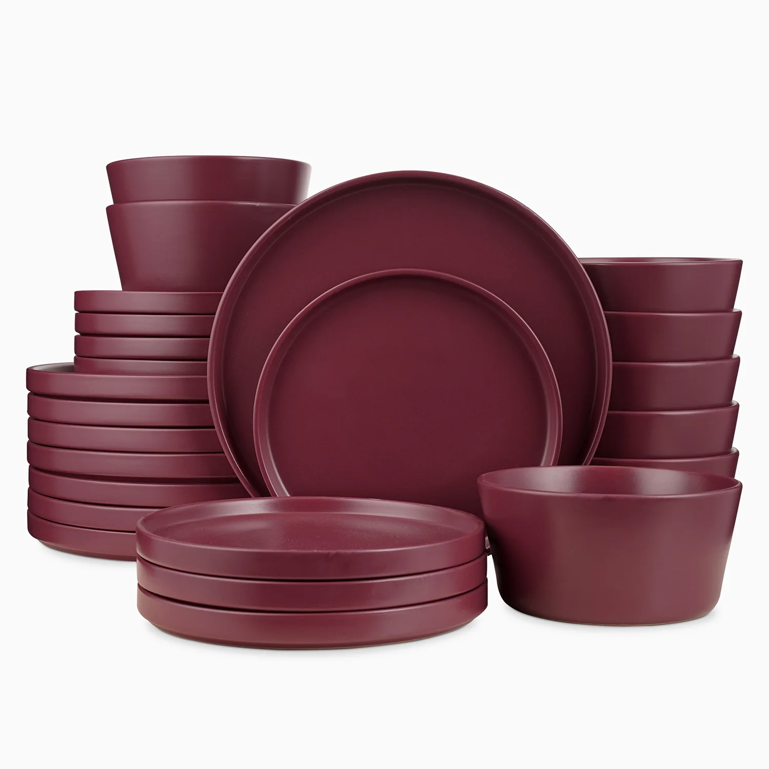 Stone + Lain Chelsea Stoneware Collection, Round Dinnerware Set, 24 Pieces Service for 8, Blue