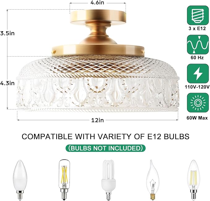 MELLOWWLITE Semi Flush Mount Ceiling Light