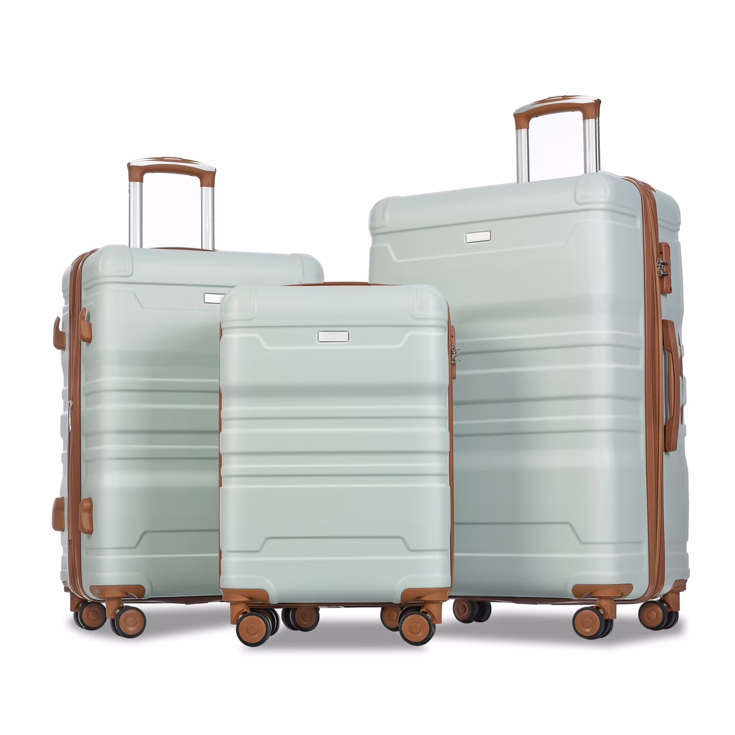 Luggage Sets New Model Expandable ABS Hardshell 3pcs Clearance Luggage Hardside Lightweight Durable Suitcase sets Spinner Wheels Suitcase with TSA Lock 20''24''28''(blue and brown)