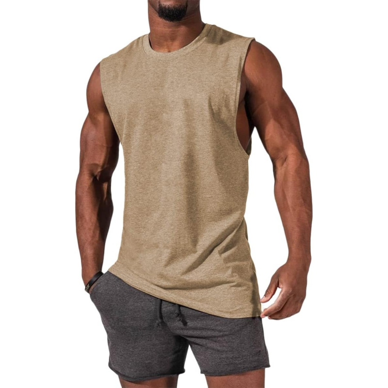 Men's Sleeveless Tank Tops Crewneck Solid Loose Fit Shirt