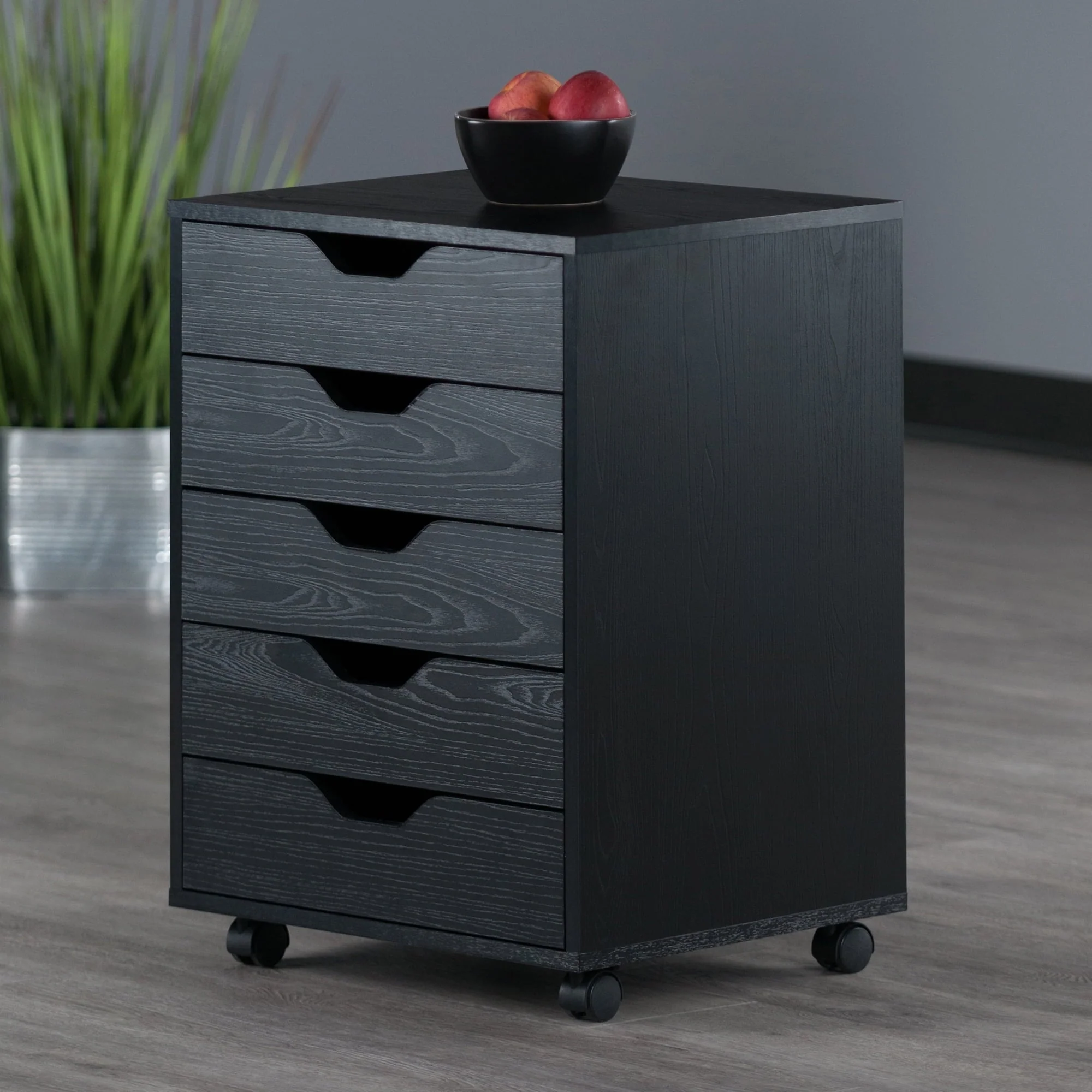 Winsome Wood Halifax 5-Drawer Mobile Cabinet, Black Finish