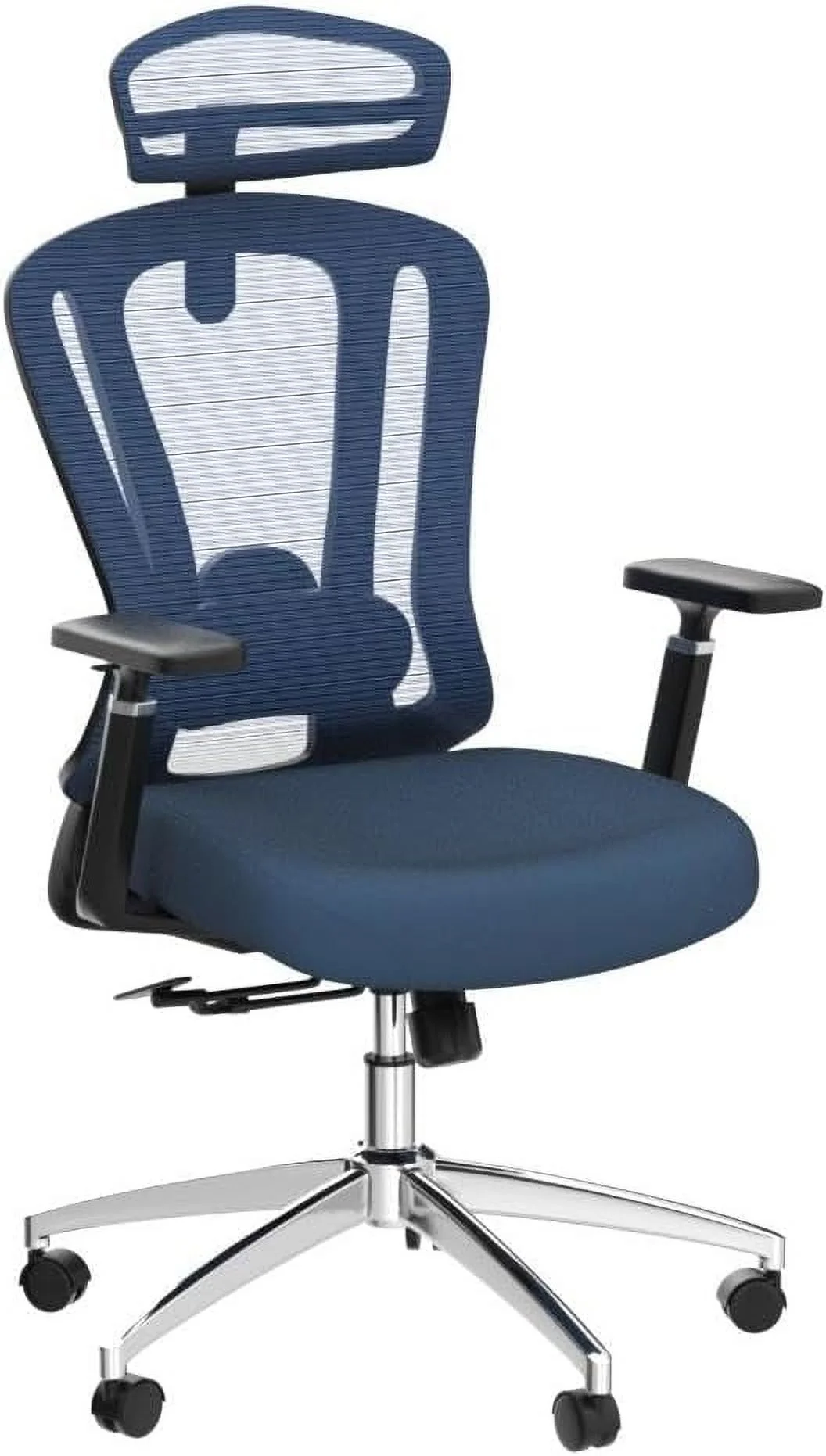 STARY Ergonomic Office Chair with Footrest, High Back Mesh Desk Chair with Adjustable Headrest & Lumbar Support, Comfortable Computer Chair for Home Office Study, White & Beige