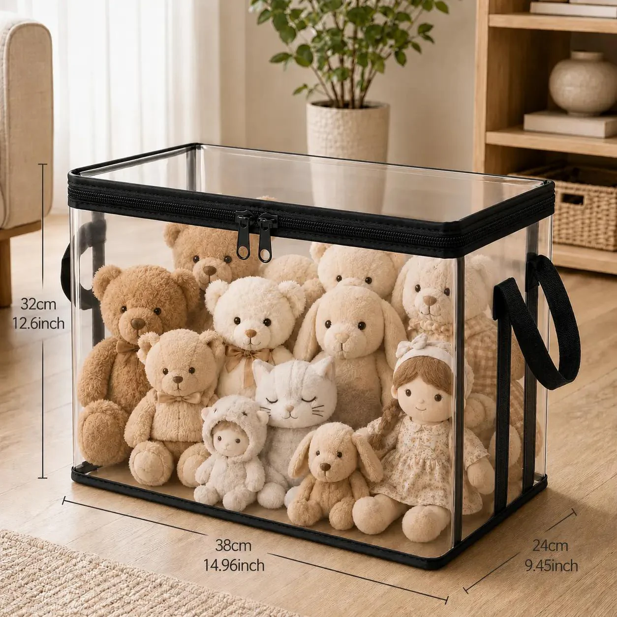 Large Clear Thick Plastic Storage Box with Hinged Lid, Heavy-Duty Durable High Capacity Organizer, Perfect for Home, Camping, Travel, Attic and Moving