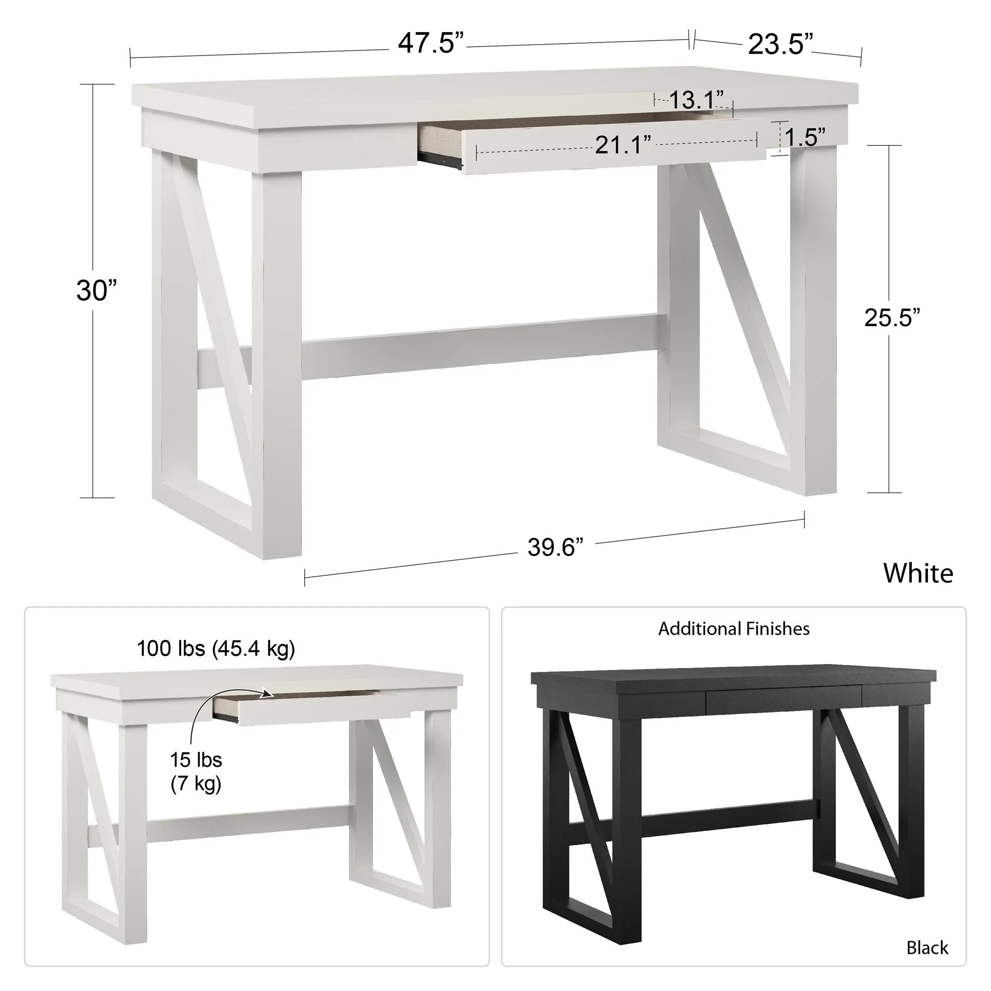 Crestwood Computer Desk, White