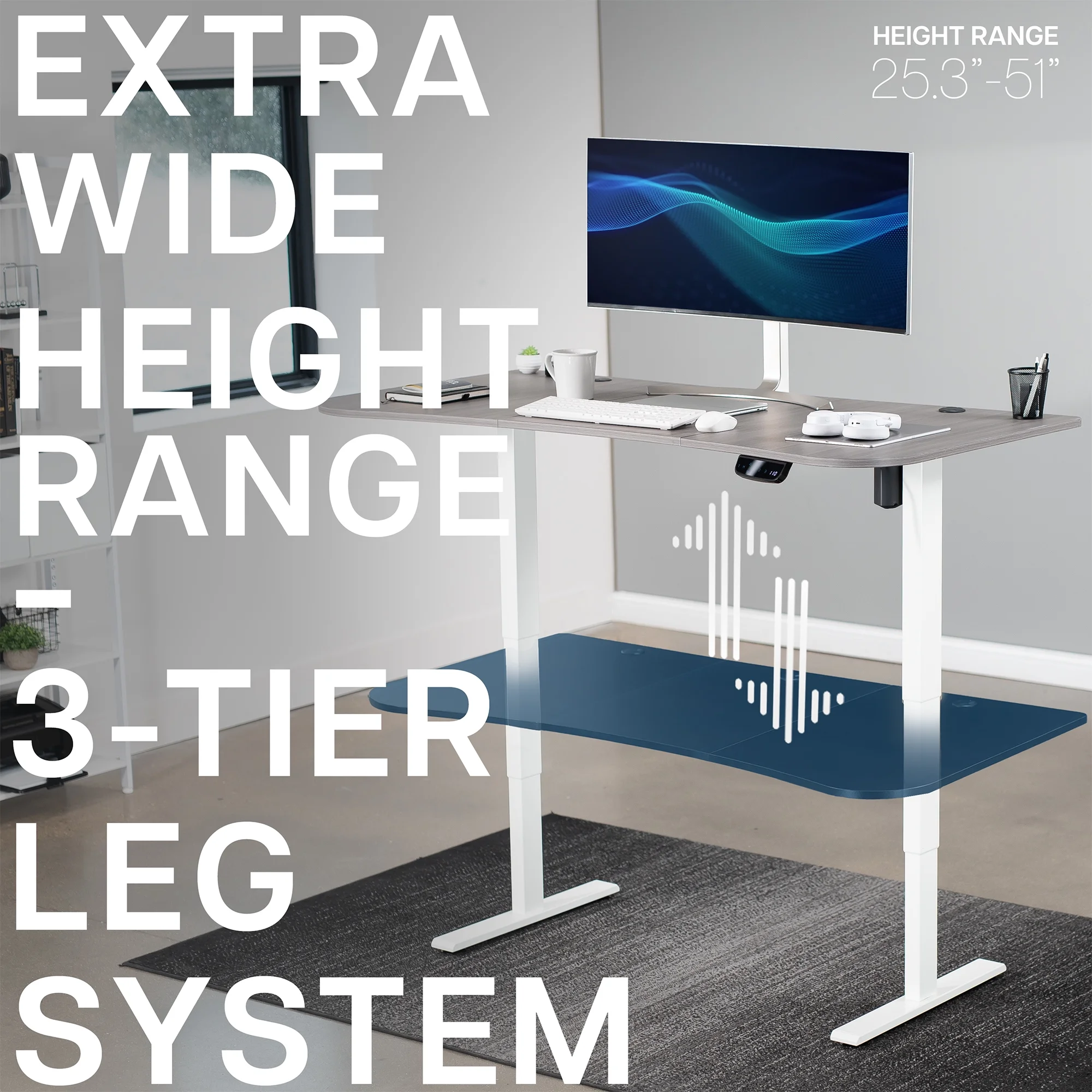 VIVO Reclaimed Wood / Black 63�?x 32�?Electric Height Adjustable Stand Up Desk