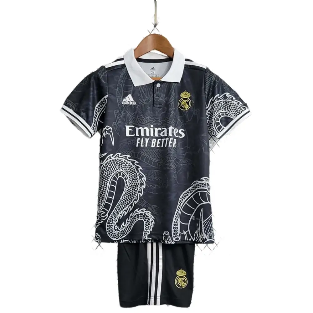 2023/2024 Real Madrid Chinese Dragon Black Football Shirt Kids Size