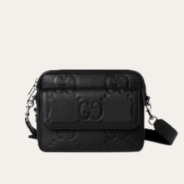 Gucci Jumbo Gg Messenger Bag Black 9.4 Inches