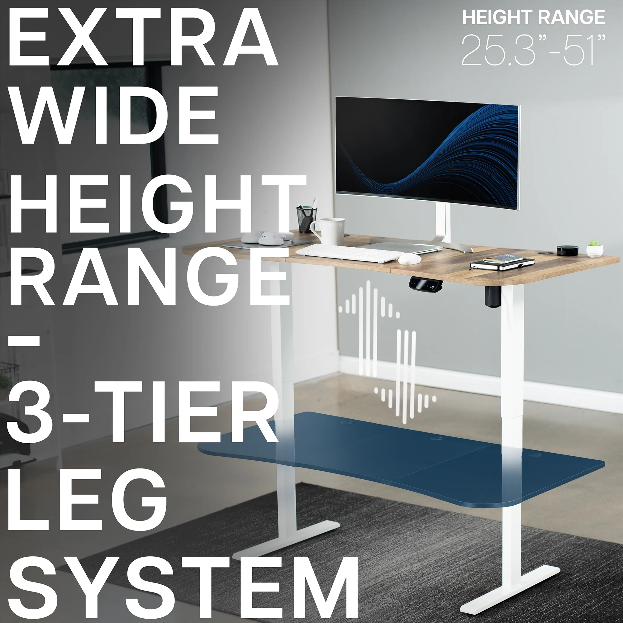 VIVO Reclaimed Wood / Black 63�?x 32�?Electric Height Adjustable Stand Up Desk