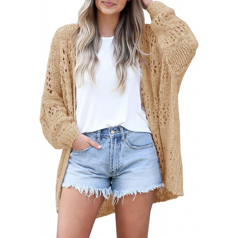 Women's Crochet Cardigan Sweater Kimonos Boho Solid