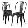 MoNiBloom Stackable Metal Dining Chairs Set of 4, with High Backrest, for Indoor Outdoor Restaurant, Gary