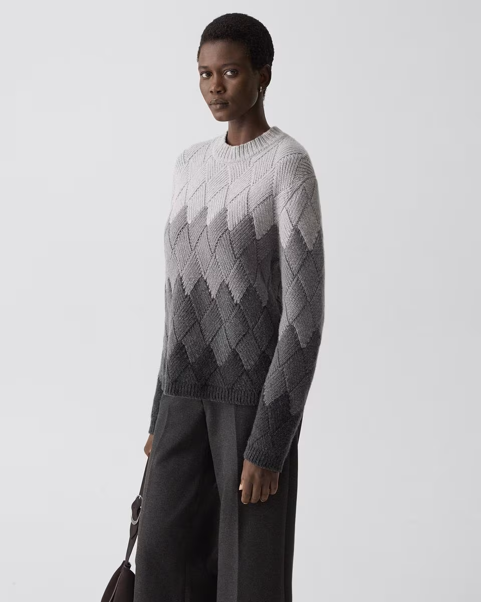 Diamond Weave Sweater in Felted Wool-Cashmere