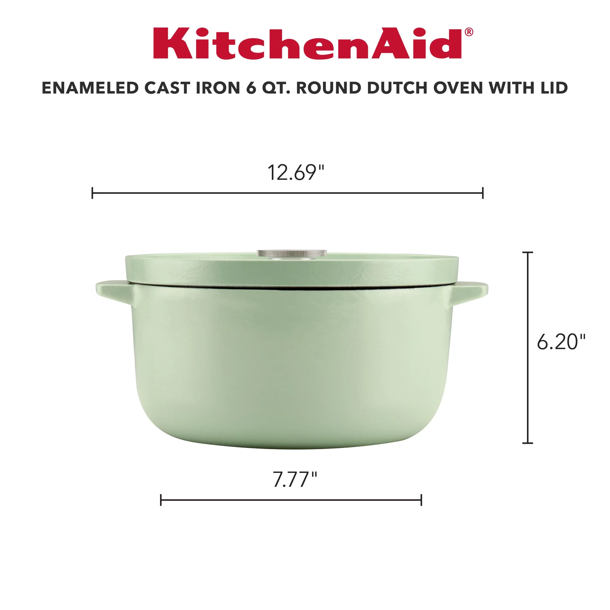 KitchenAid Seasoned Cast 6 Quart Iron Induction Dutch Oven Casserole, Metal Utensil, Broiler and Oven Safe to 500��F, Cast Iron Black