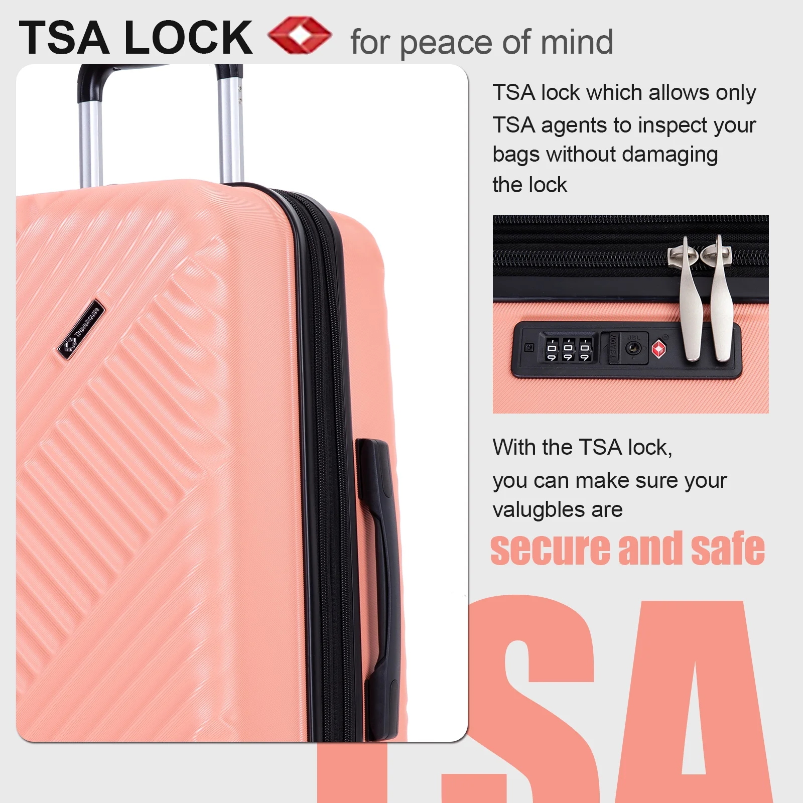 Travelhouse Carry On Luggage Set Hardshell Expandable Lightweight Suitcase with TSA Lock Spinner Wheels.(Blue)