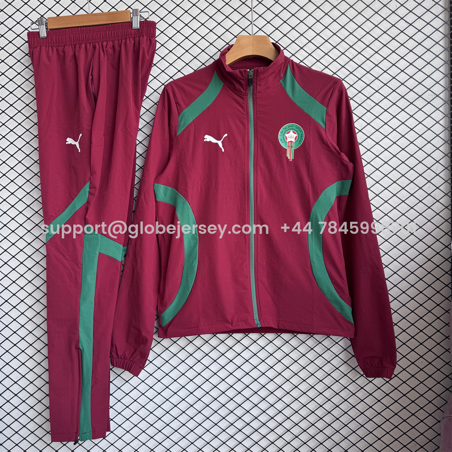 Morocco 2026 Windbreaker Training Set - Red With Green Top and Pants