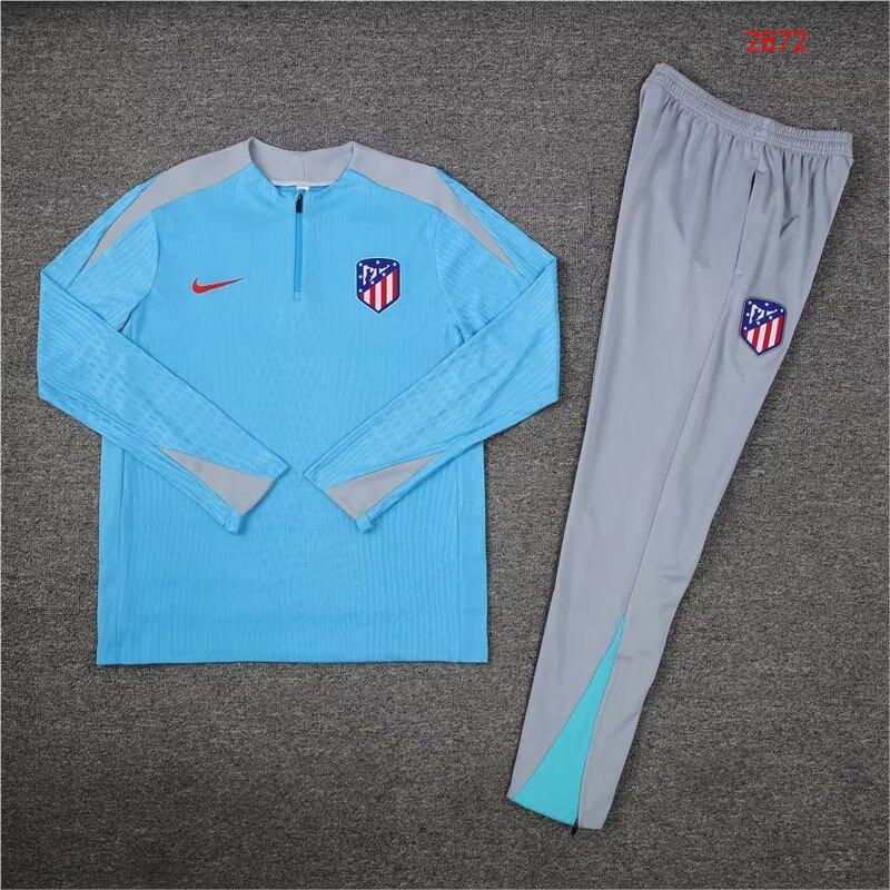 2024/25 Atletico Madrid light blue half-pull training jersey 1:1 Thai quality set