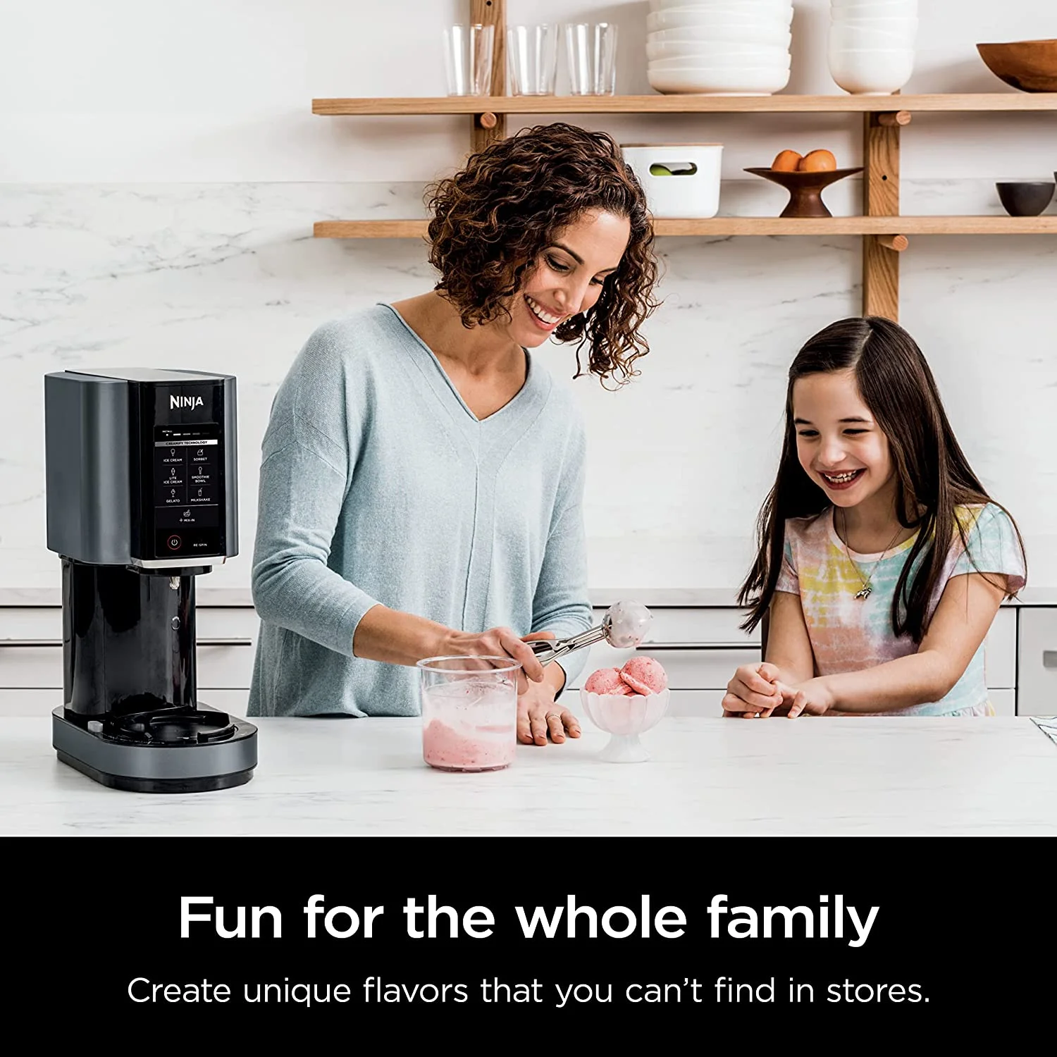 Ninja CREAMi, Ice Cream Maker, Ice Cream, Gelato, Sorbet,Milkshakes, Mix-ins, Smoothie Bowls & More, 7-in-1, Ice Cream Pints, Pint lid, Healthy Ice Cream, Compact, Perfect for Kids, Black, NC299AMZ