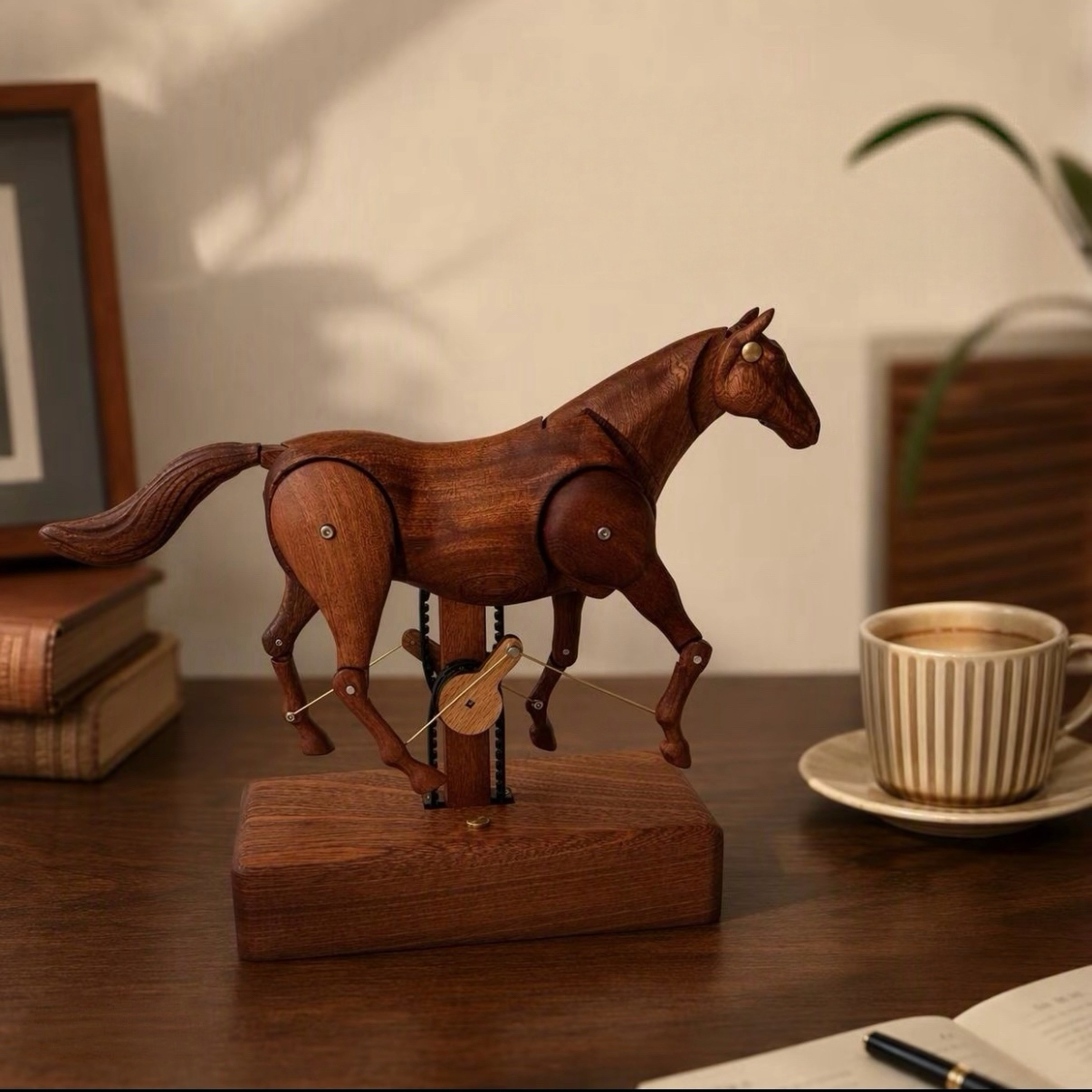 Solid Wood Mechanical Horse Ornament
