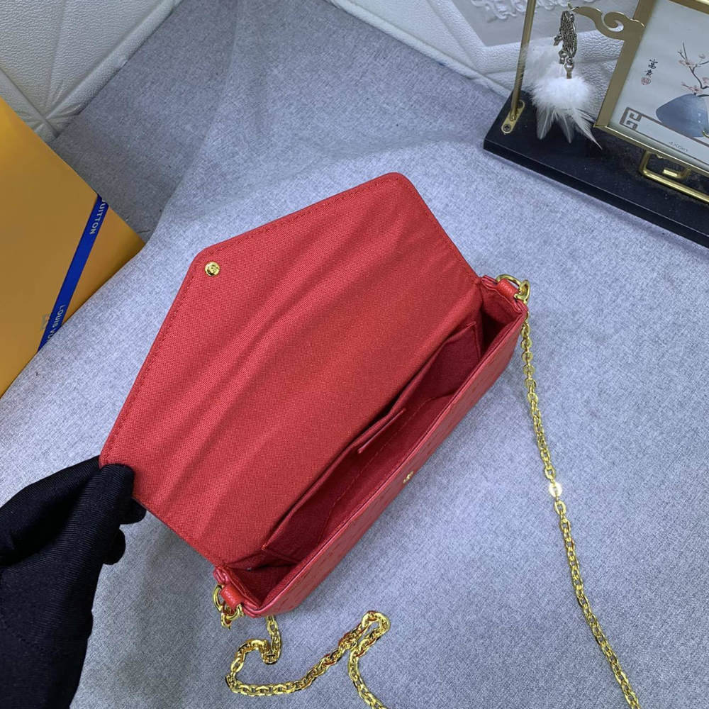 Louis Vuitton Pochette Félicie Monogram Empreinte  Rouge Louis 8.3 Inches M25793