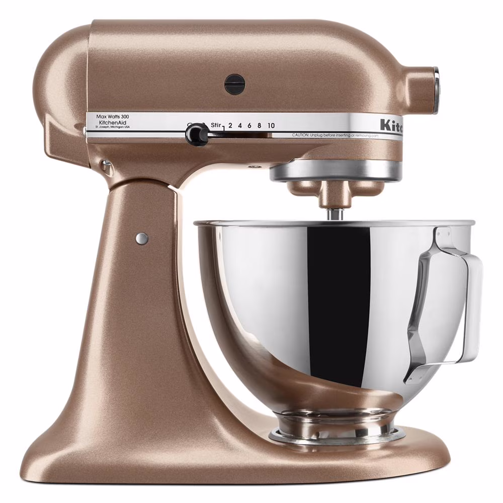 KitchenAid Deluxe Series 4.5 Quart Tilt-Head Stand Mixer with Stainless Bowl, Contour Silver, KSM97CU