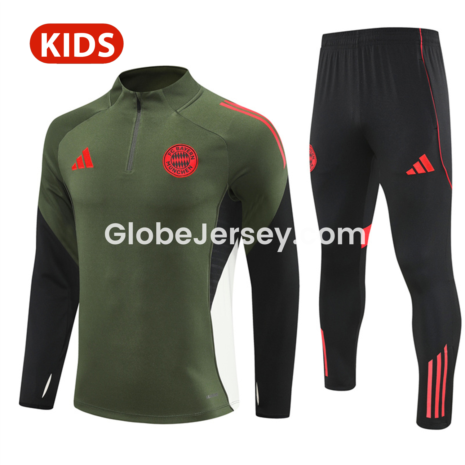 Bayern Munich 25-26 Kid Long Sleeves Training Set - Green Top & Black Pants