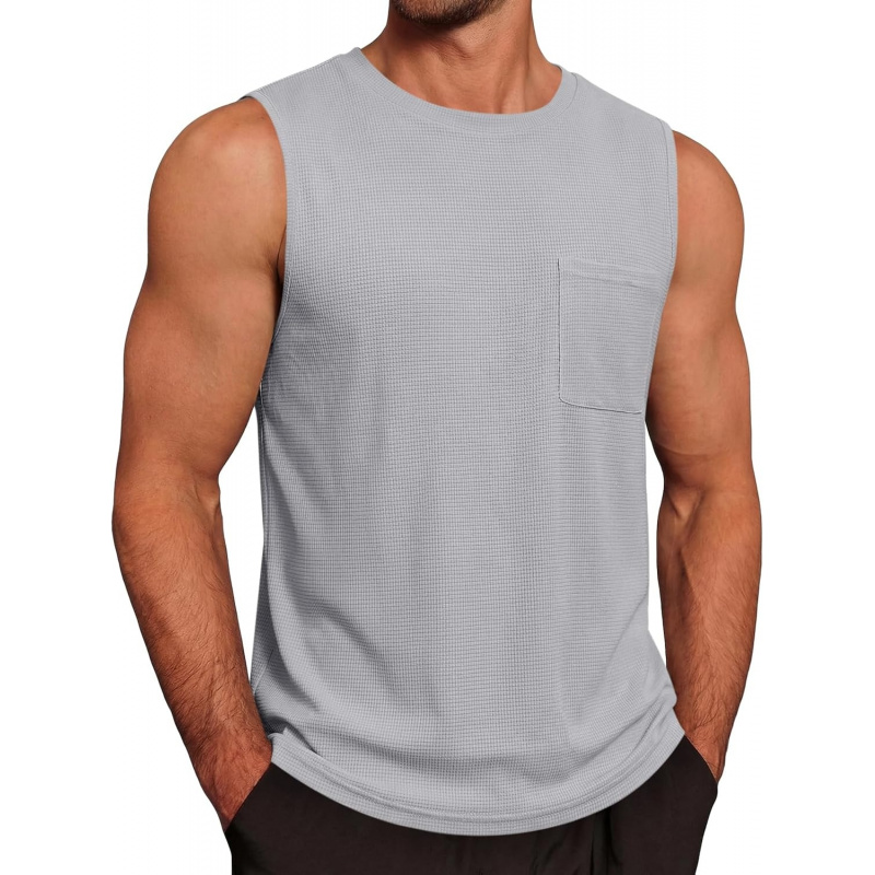 Men's Casual Tank Tops Waffle Knit Sleeveless
