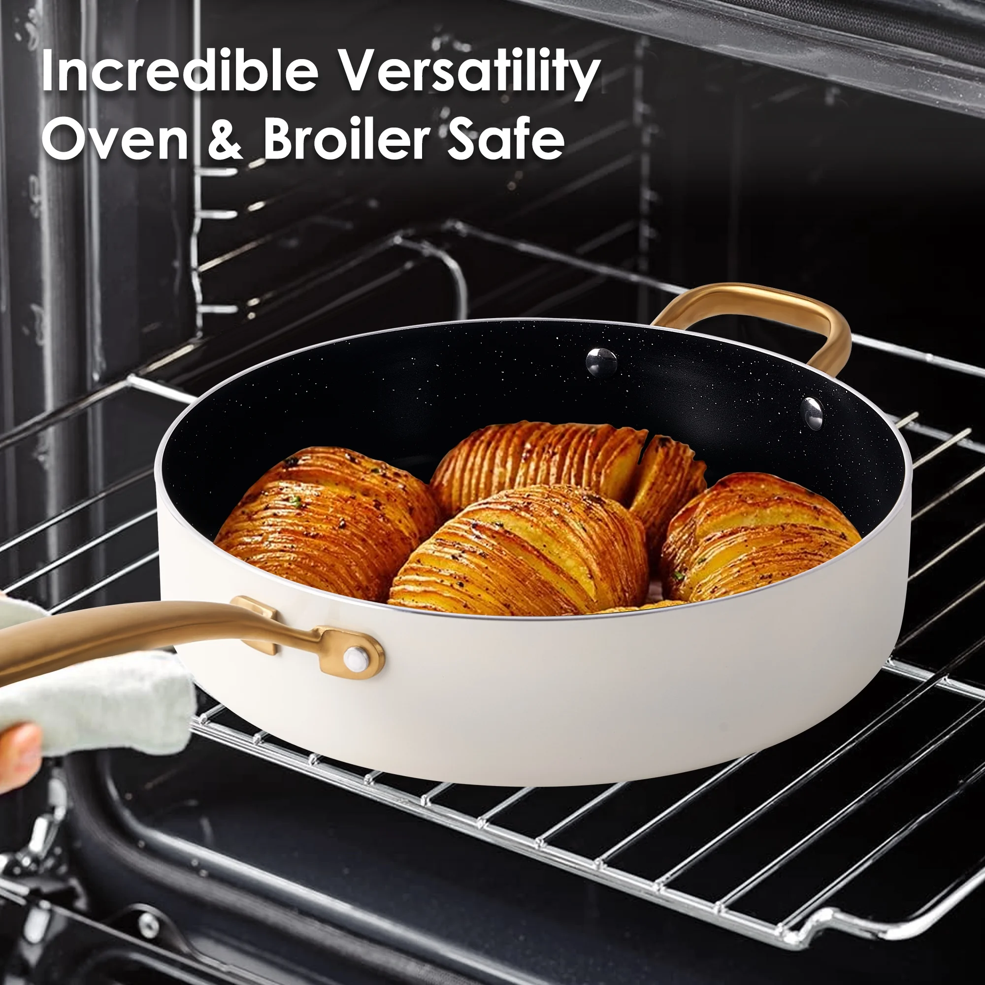 Caannasweis 15 Pieces Ceramic Cookware Sets, Nonstick Pots and Pans Lightweight Cookware Set with Cooking Utensils Set