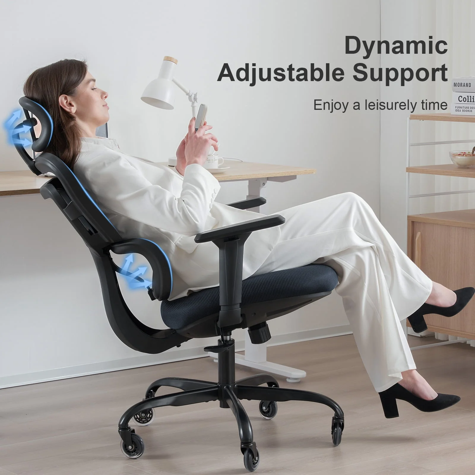 Lioncin Ergonomic Office Chair, Breathable Mesh Desk Chair, Lumbar Support Computer Chair with Wheels and 3D Adjustable Armrest, Swivel Task Chair,Dark Gray