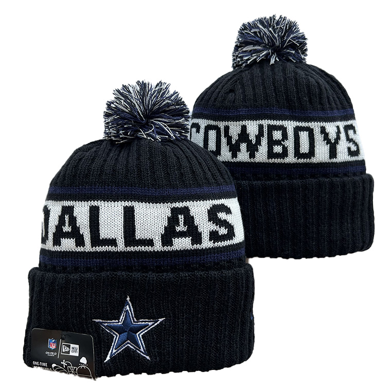 Men's  Black Dallas Cowboys Repeat Cuffed Knit Hat with Pom