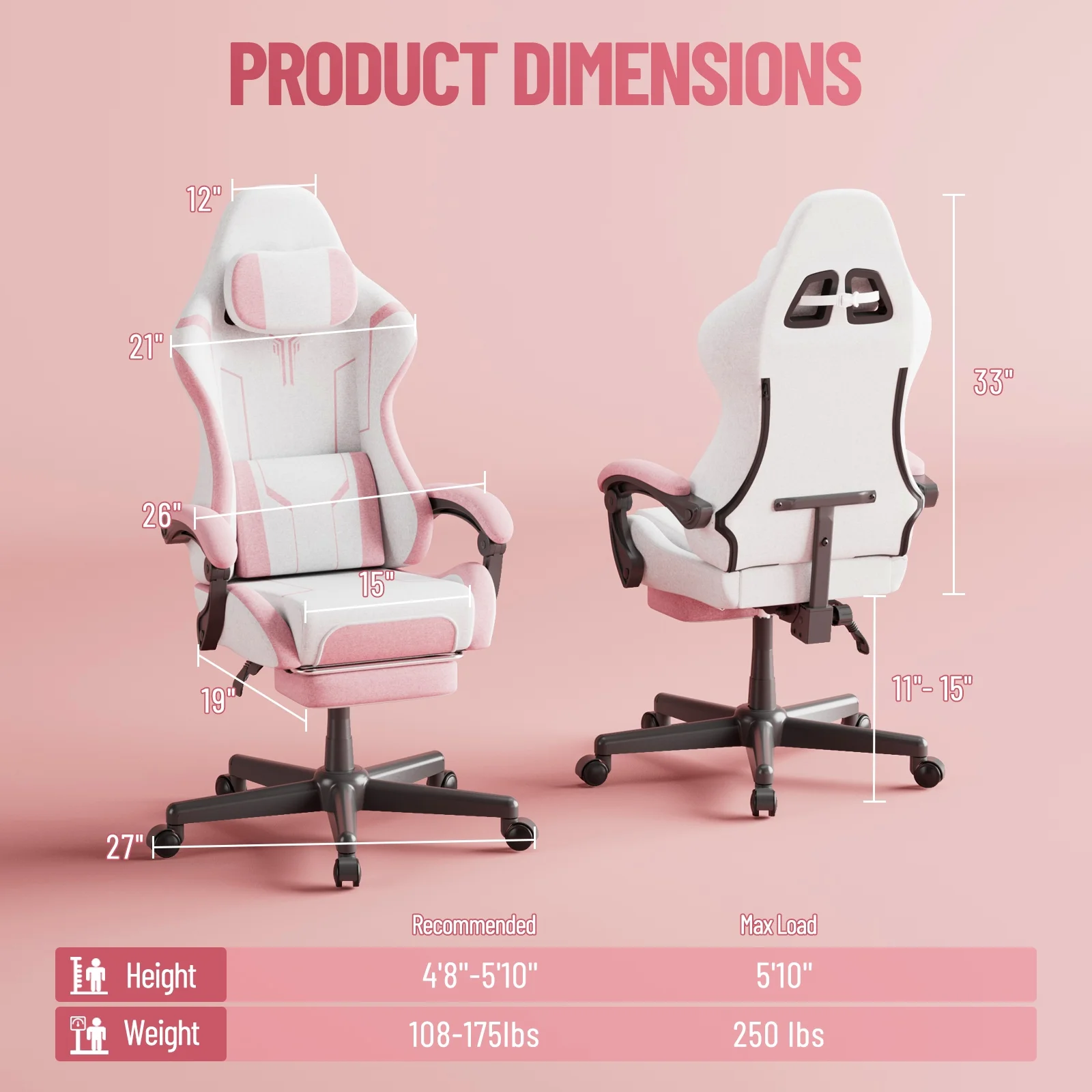 SOONTRANS Gaming Chair for Adults, Velvet Fabric High Back Comfortable Video Game Chair with Footrest and Massage Lumbar Cushion, Racing Computer Desk Chair, Ergonomic Gamer Chair, Black/Grey