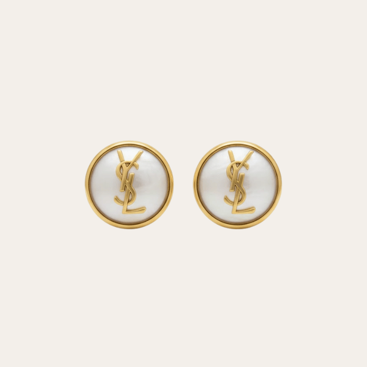 Yves Saint Laurent Cassandre Logo Tassel Earrings Gold-Tone
