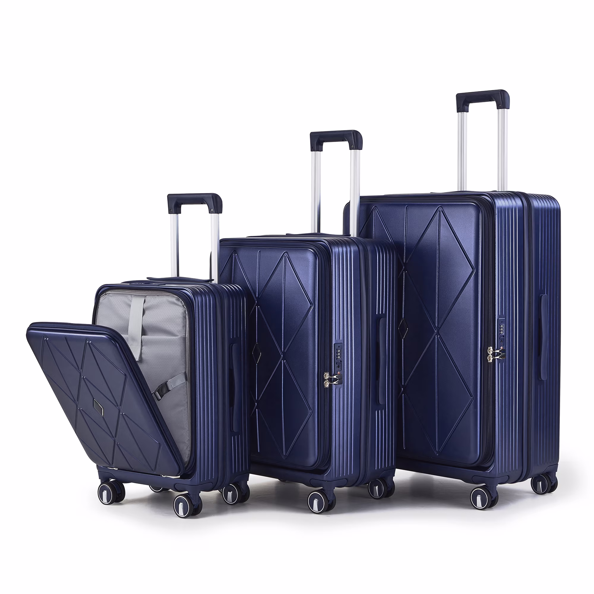 POWANLI 3 Piece Luggage Sets (20''24''28''), PC Hard Shell Expandable Lightweight Carry On Luggage, with Front Pocket and Spinner Wheels, TSA Lock, Airline Approved(Mint Green)