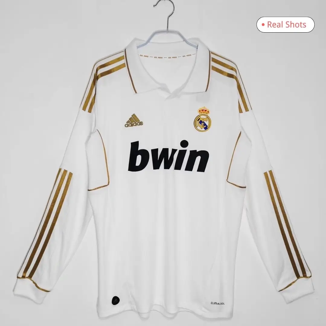 Real Madrid 2011/12 Home Long Sleeve Retro Soccer Jersey