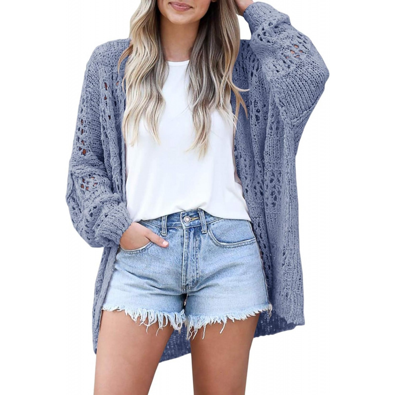 Women's Crochet Cardigan Sweater Kimonos Boho Solid