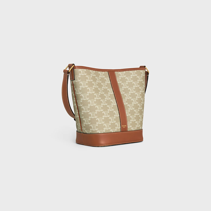 SMALL BUCKET CUIR TRIOMPHE IN TRIOMPHE CANVAS AND CALFSKIN