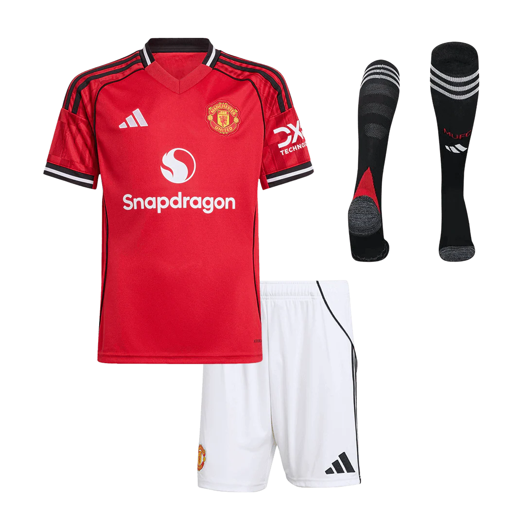 Manchester United Kid's Home Full Kit 2025/26 - Jersey+Shorts+Socks