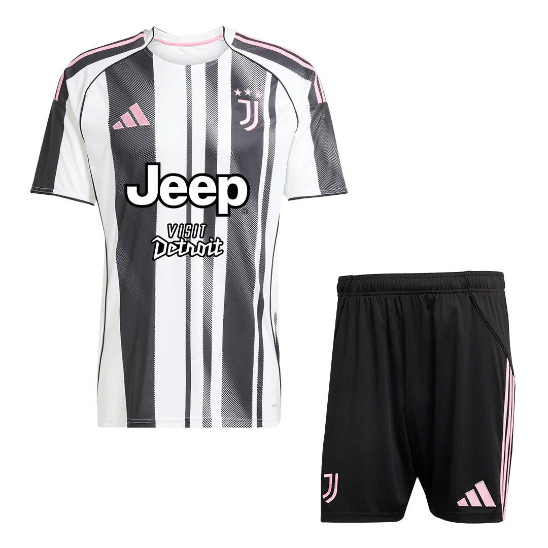 Juventus Home Soccer Jersey Kit (Jersey+Shorts) 2025/26 Black&White