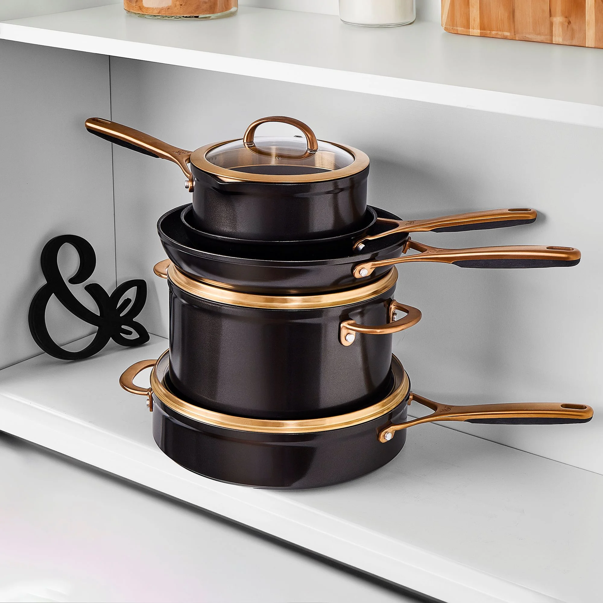 Thyme & Table Supreme 12-Piece Non-Stick Cookware Set, Pots and Pans Set- Bronze