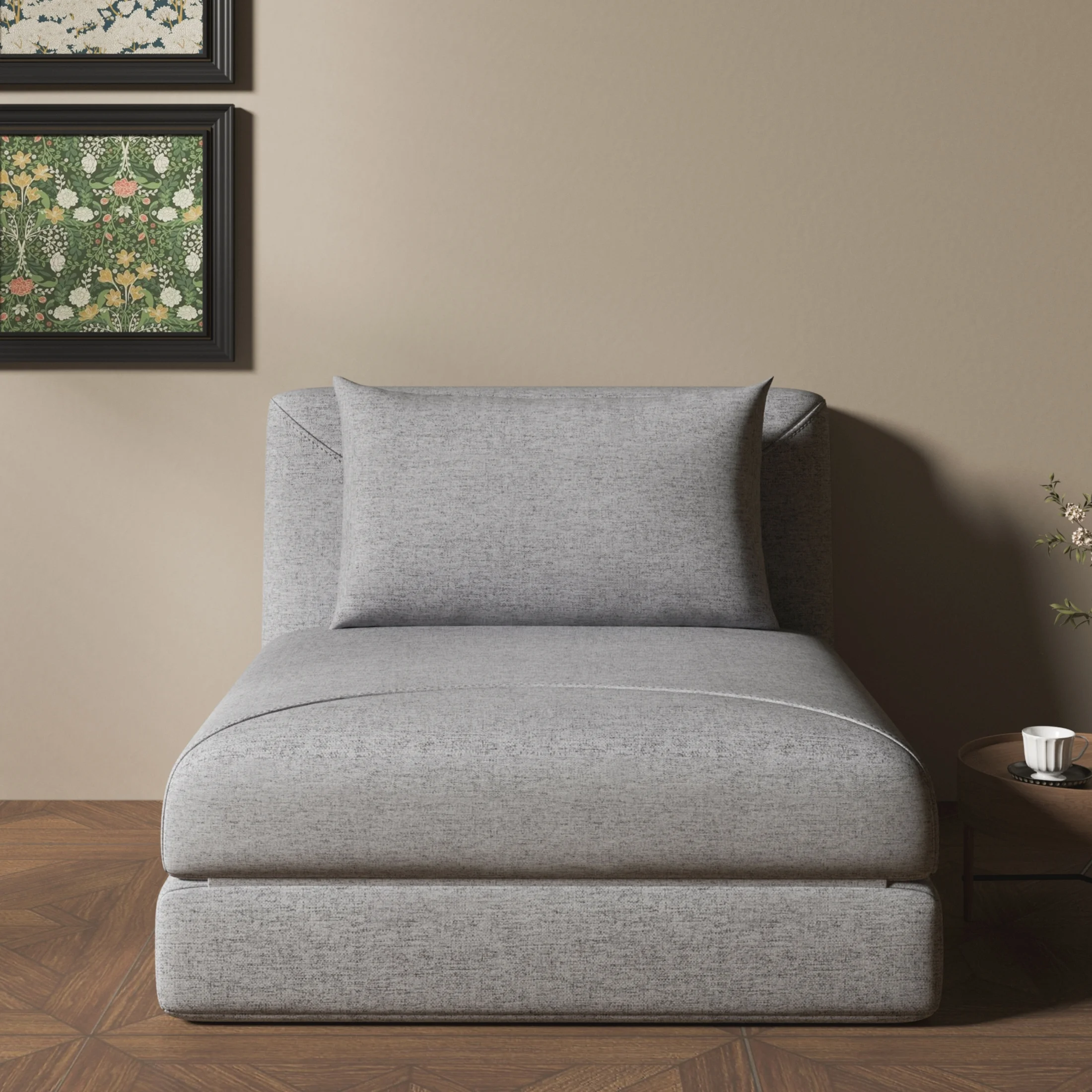 A&D Home Santa Futon Convertible Chair, Light Gray