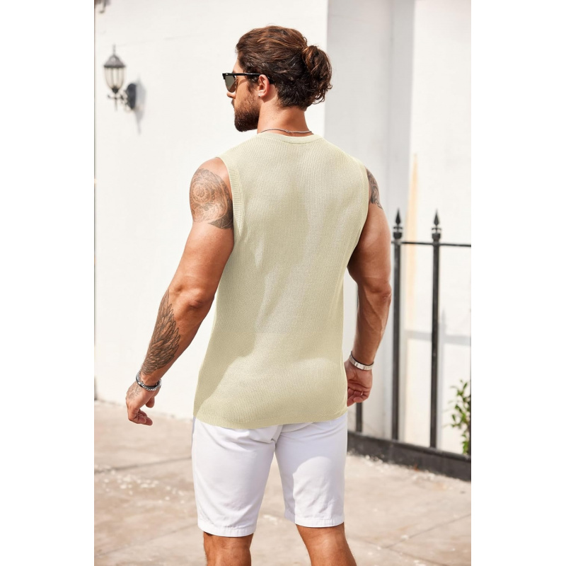 Men's Casual Knitted Tank Tops Crew Neck
