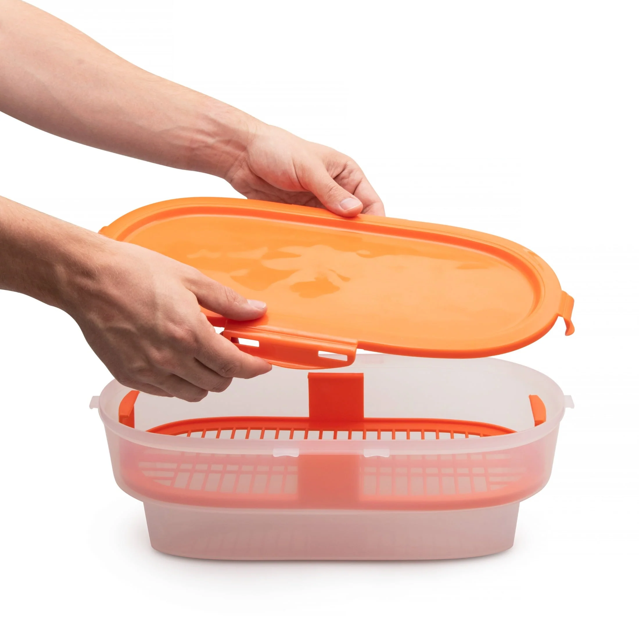 Products Corp Easy Breader Batter Bowl All-in-1 Mess Breading Station Tray Snap-Shut Lid with Silicone Ring For Coating Fried or Baked Food With Deep Fry Cooking Thermometer