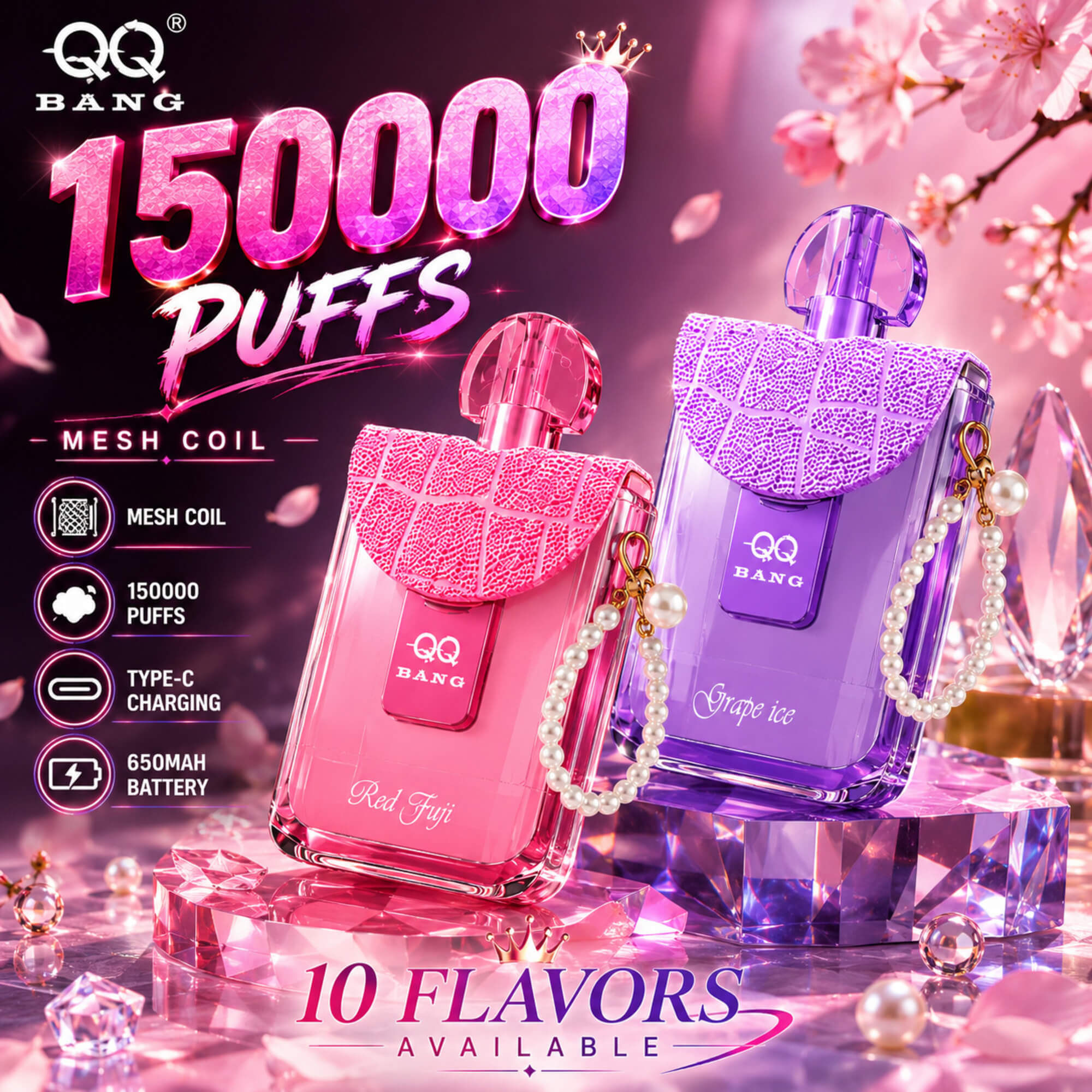 QQ BANG 150 000 potahů | Luxusní jednorázová e-cigareta (Design Parfém)
