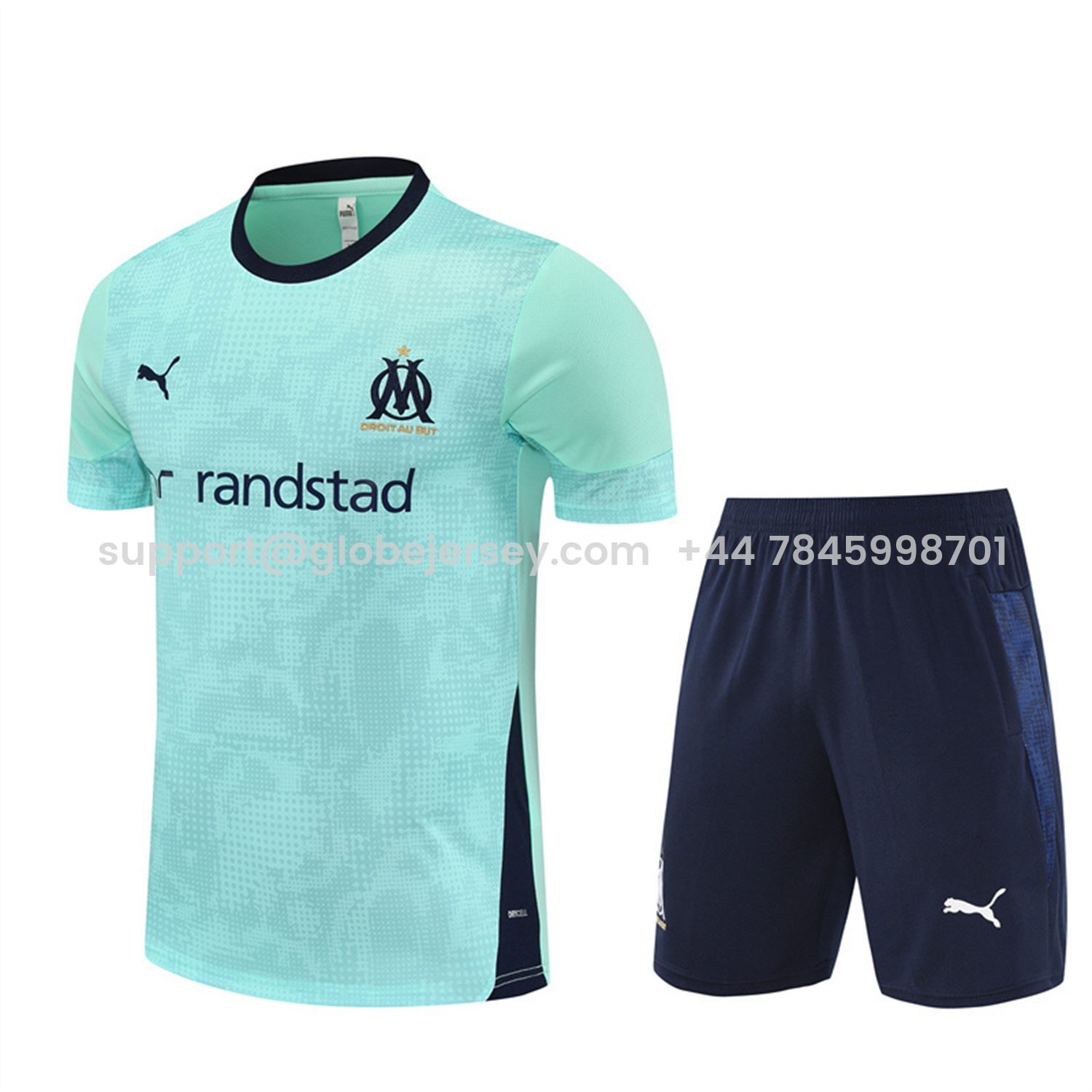 Marseille 25-26 Short-Sleeve Training Set - Nattierblue Top & Deep Blue Pants