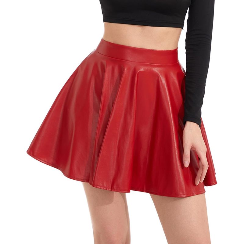 Women's Faux Leather Black Mini Skirt Classic High Waisted