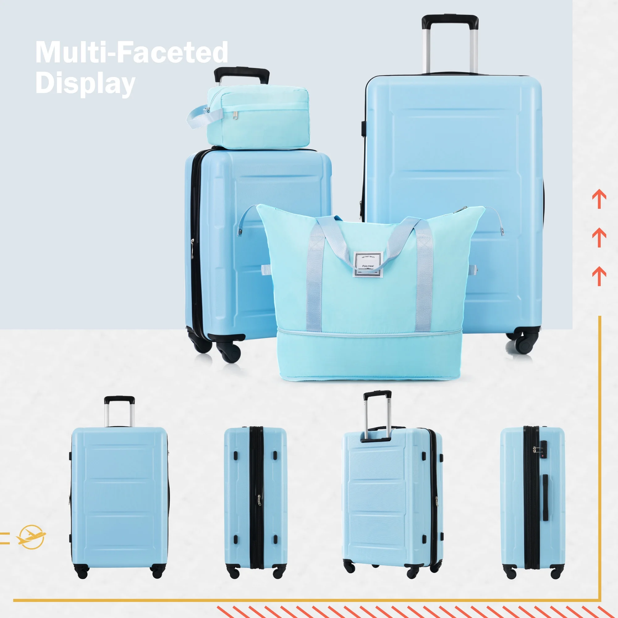 imerelez 2 Piece Luggage Set with Bags Expanable Spinner Wheels ABS Lightweight Suitcase with TSA Lock 20inch+28inch