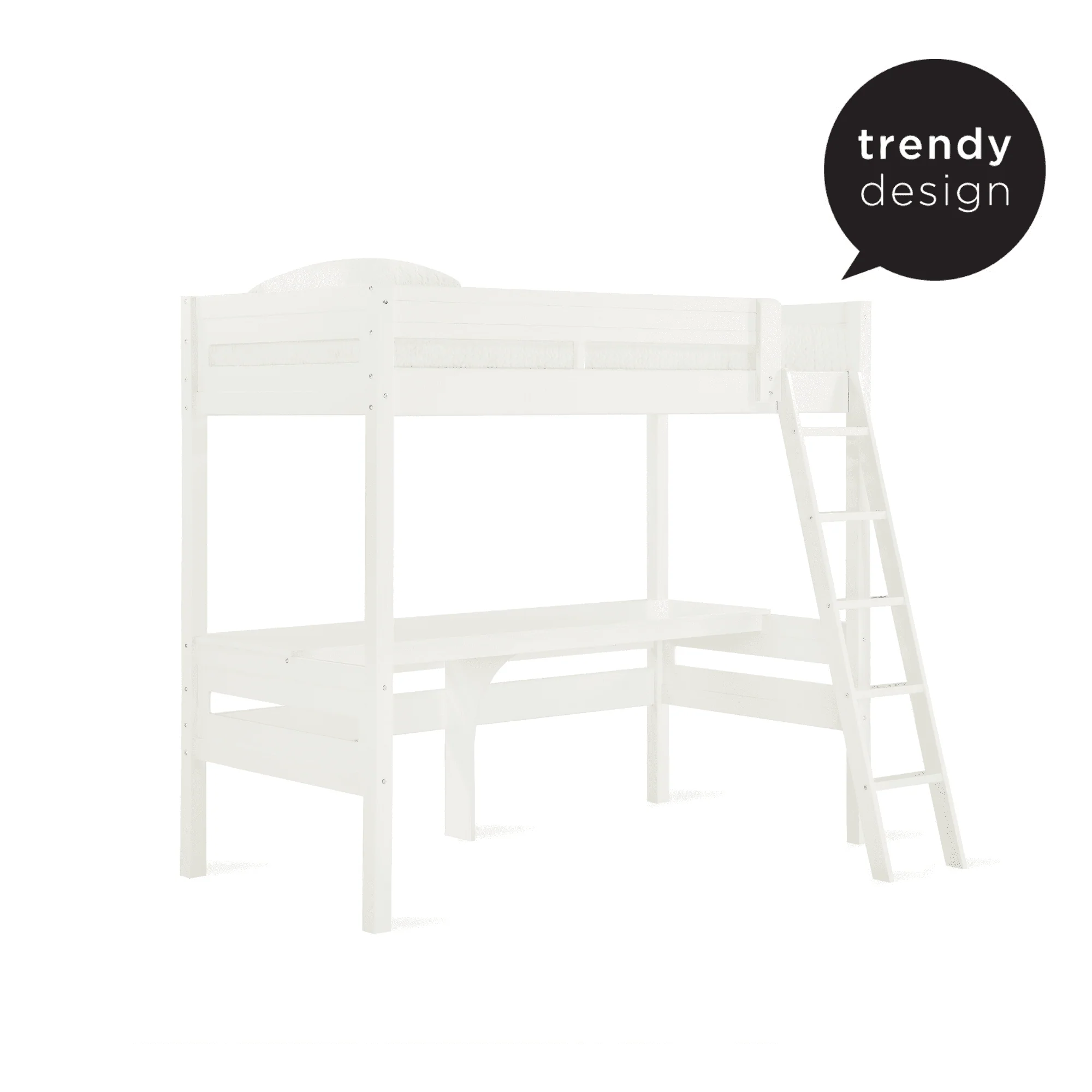 Teen Novogratz Lennon Twin Size Loft Bed with Desk, White