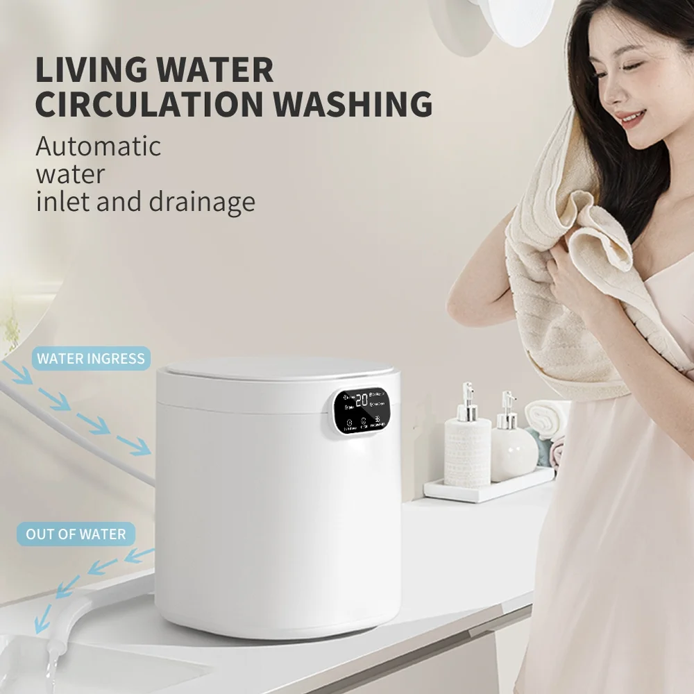 SIMATE Portable Washing Machine, Full Automatic Mini Washer with Spin Function, Compact Laundry Machine for Underwear, Socks, Baby Clothes, 30W, 7L